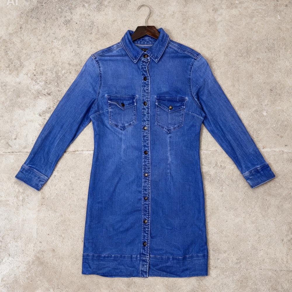 Max Jeans Stretch Denim Mini Shirt Dress size Small‎